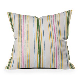 16"x16" Rachelle Roberts Ticker Striped Square Throw Pillow Beige - Deny Designs: Indoor Polyester Fill, Machine Washable - 1 of 4