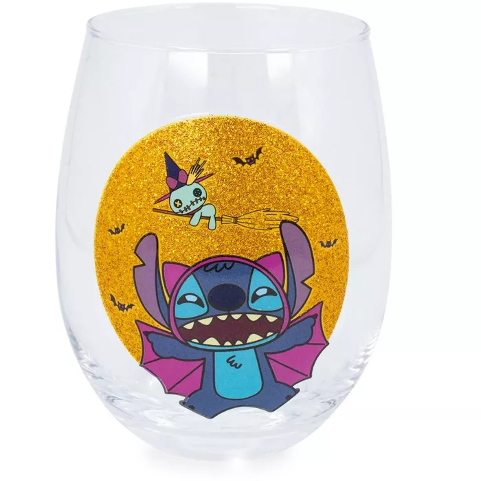 Lilo and Stitch Glitter Halloween Wine Glass