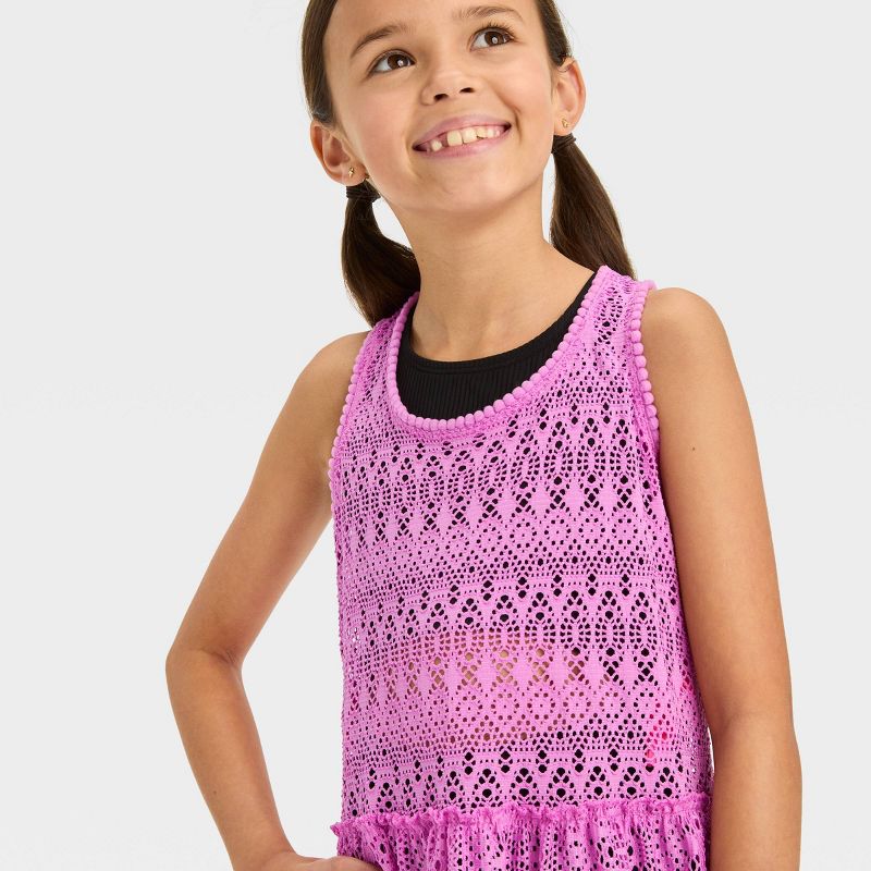 Girls' Solid Crochet Cover Up Dress - Cat & Jack™, 4 of 5