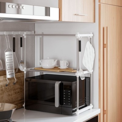 vidaXL Microwave Shelf White 20.1 in.x10.6 in.x24.8 in. Aluminum