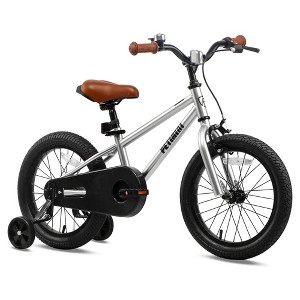 Petimini BP1001YD-5 16 Inch BMX Style Kids Bike with Removable Training Wheels and Rear Coaster Brakes for Kids 4-7 Years Old, Silver - 1 of 4
