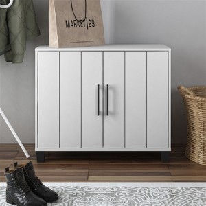 26.2 in. H x 31.1 in. W Wood Shoe Storage Cabinet in White, Dusty Grey Oak, Knotty Oak - 1 of 4