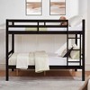 MAYEERTY Full over Full Bunk Bed with Ladder, Wooden Bed Frame with High Guardrail and Ladder for Kids, No Box Spring Needed, Espresso - 2 of 4