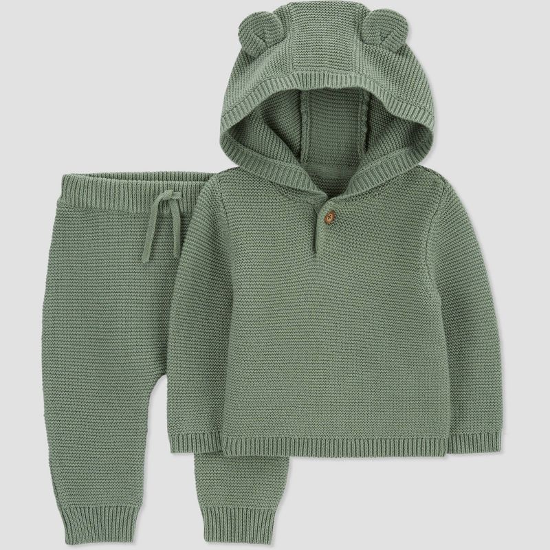 Carter&#39;s Just One You&#174; Baby Boys&#39; 2pc Bear Hooded Top &#38; Bottom Set - Green, 4 of 7
