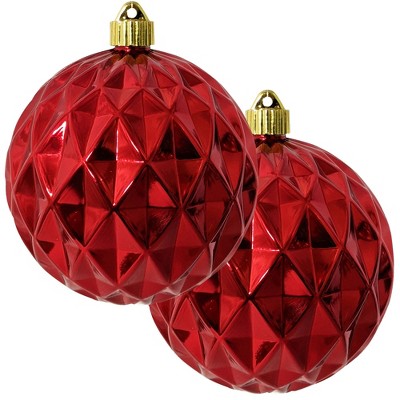 Christmas by Krebs 2ct Sonic Red Shiny Finish Shatterproof Christmas Diamond Ball Ornament  6" (150mm)