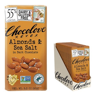 Chocolove Almond Sea Salt Dark Chocolate Candy Bar - 3.2oz