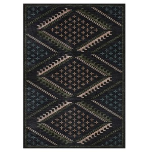 9'x12' Modern Geometric Bedroom Rugs, Washable Non Slip Large Throw Carpet for Living Room, Low Pile Stain Resistant Dining Room Rugs, Black - 1 of 4
