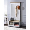 TiramisuBest Natural Oak Hall Tree: Multistorage Marvel with 1 Mirror and Adjustable Legs for Customized Functionality! - 2 of 4