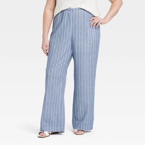 Women's Mid-Rise Wide Leg Linen Pull-On Pants - A New Day™ - 1 of 3