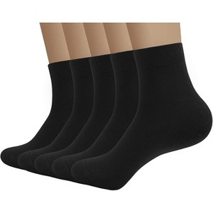 SERISIMPLE Men Viscose Bamboo Quarter Thin Ankle High Breathable Comfort Cool Soft Quarter Ankle Socks Grey Large 5 Pairs - 1 of 4
