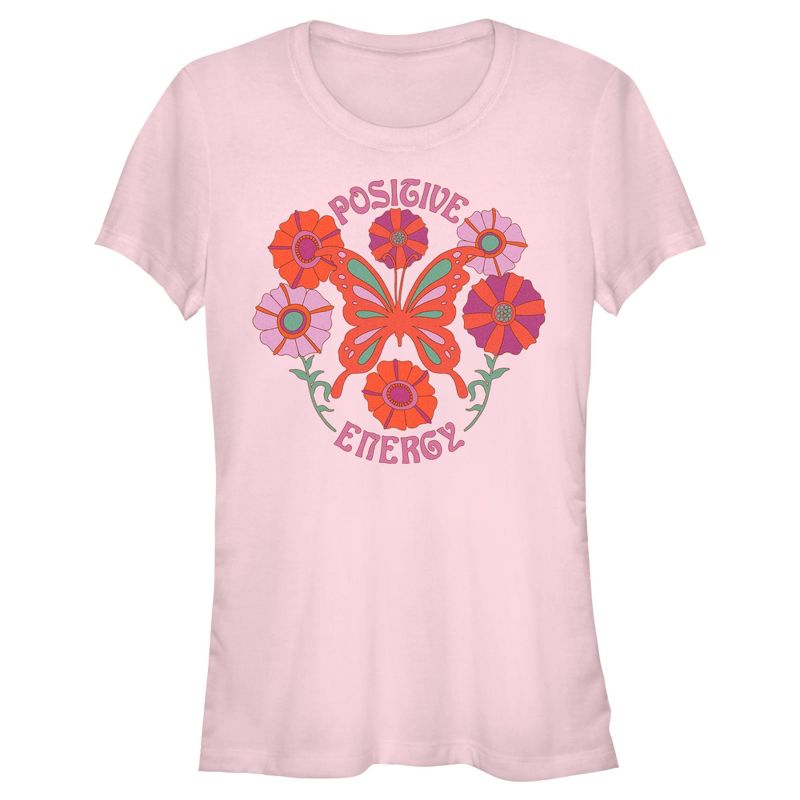 Juniors Womens Lost Gods Positive Energy Butterfly T-Shirt, 1 of 5