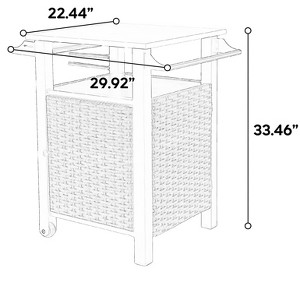 Gulches Brown Single Door Outdoor Wicker Bar Cart - Rolling Kitchen Island with Stainless Steel Expandable Tabletop - 1 of 4