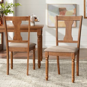 Buylateral Set of 2 Burntwood Dining Chairs with Padded Chair Seats - 1 of 4
