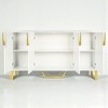 Modern Sideboard Buffet Cabinet with 4 Doors, Adjustable Shelves, Gold Metal Legs & Marble-Style Top for Kitchen, Dining Room, Living Room Storage - 3 of 4