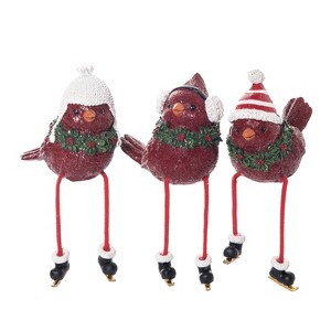 Transpac Resin Cute Cardinal Shelf Sitter Set of 3 - Festive Christmas Decorative Objects for Home Decor - 1 of 1