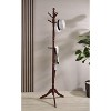 Okak 71.5IN Freestanding Hall Tree with Wooden Stand, Elegent Coat Rack with 9 Hooks, Coat Tree for Living Room, Bedroom, Entryway, Cherry - 3 of 4
