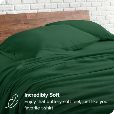 Organic Cotton Jersey Full Sheet Set in Forest Green