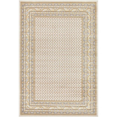 Beige Rectangular Flat Woven Stain-resistant Synthetic Rug, 6' x 9'