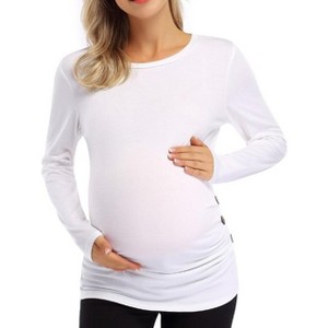 Maternity Shirt Side Button and Ruched Maternity Tunic Tops - 1 of 1