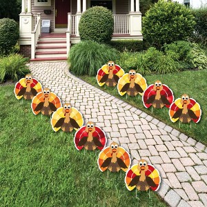 Big Dot of Happiness Thanksgiving Turkey - Turkey Lawn Decorations - Outdoor Fall Harvest Yard Decorations for Thanksgiving - 10 Piece - 1 of 4