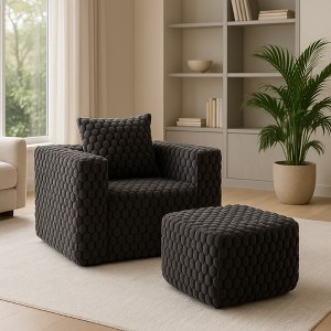 Lycvki Lingge Corduroy Compression Sofa with Ottoman - 1 of 4