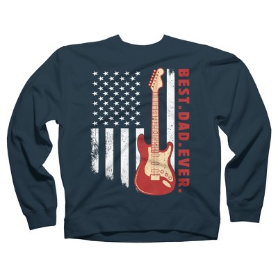 Adult Design By Humans Best Dad Ever Guitar and Flag By MINHMINH Sweatshirt