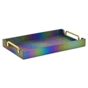 HomeRoots 16" Rainbow Faux Shagreen Serving Tray With Handles - 1 of 4