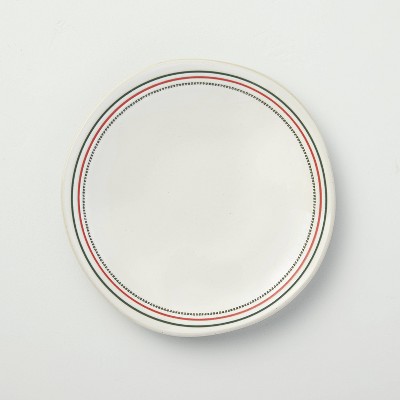 Holiday Stripes Stoneware Appetizer Plate Red/Green - Hearth & Hand™ with Magnolia