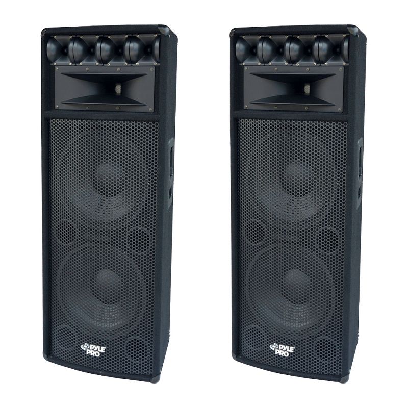 Pyle PADH212 1600W Outdoor 7 Way Pa Loud-Speaker Cabinet Sound System w/ Dual 12" Woofers, 3.4" Piezo Tweeters, & 5"x12" Super Horn Midrange (2 Pack), 1 of 4