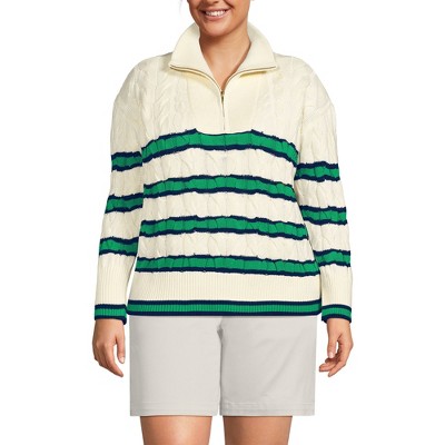 Lands' End Women's Drifter Cotton Quarter Zip Pullover Sweater