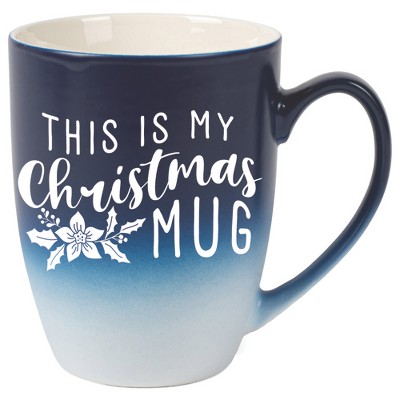 Elanze Designs This Is My Christmas Mug Two Toned Ombre Matte Navy Blue and White 12 ounce Ceramic Stoneware Coffee Cup Mug