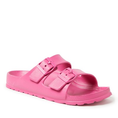 Dearfoams EcoCozy Women's Sustainable Double Buckle Sandal - Paradise Pink Size 7