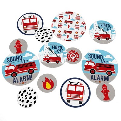 Big Dot of Happiness Fired Up Fire Truck - Firefighter Baby Shower or Birthday Party Giant Circle Confetti - Party Décor - Large Confetti 27 Count