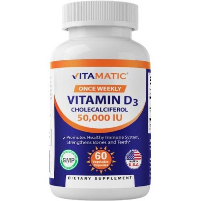Vitamin D3 50000 IU Weekly Dose - 60 Veggie Capsules