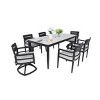 7-Piece Outdoor Dining Set, Swivel and Stationary Chairs with Cushions,  Sintered Stone Top Table with Umbrella Hole-Coolbibila - 4 of 4