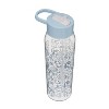 Zak Designs 32oz Frost Floral Manual Straw Bottle Blue - 3 of 4