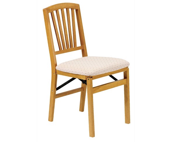Set of 2 Slat Back Folding Chair Oak Brown - Stakmore