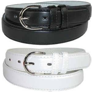 CTM Women's Leather 1 1/8 Inch Dress Belt (Pack of 2 Colors) - 1 of 4