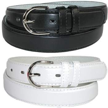 CTM Women's Leather 1 1/8 Inch Dress Belt (Pack of 2 Colors)