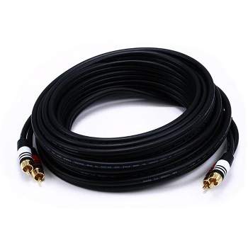 Monoprice Premium Two-Channel Audio Cable - 25 Feet - Black | 2 RCA Plug to 2 RCA Plug 22AWG, Male to Male