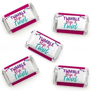 Big Dot of Happiness Tumble, Flip & Twirl - Gymnastics - Mini Candy Bar Wrapper Stickers - Birthday Party or Gymnast Party Small Favors - 40 Count - 1 of 4