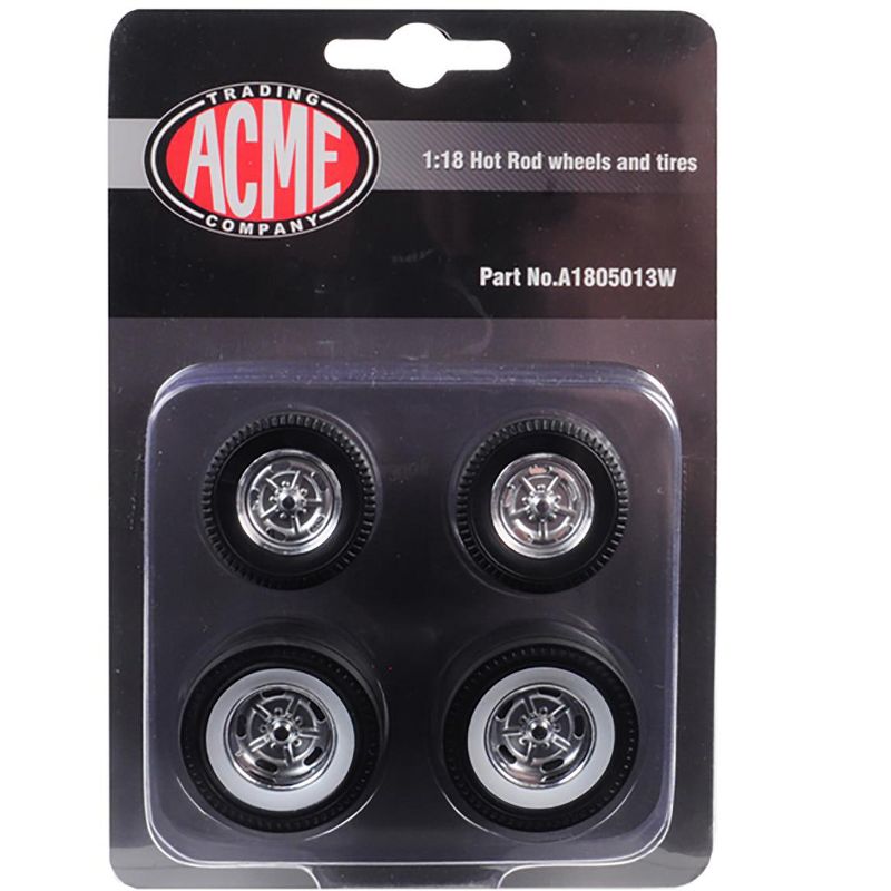Chrome Salt Flat Wheel and Tire Set of 4 pieces from "1932 Ford 5 Window Hot Rod" 1/18 by Acme 1/18 by Acme, 3 of 4