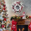 GAOMON 18 Inch Christmas Wreath for Front Door, Artificial Snow Flocked Wreath with Pine Cones Berries Red Apples, Red & White - 4 of 4