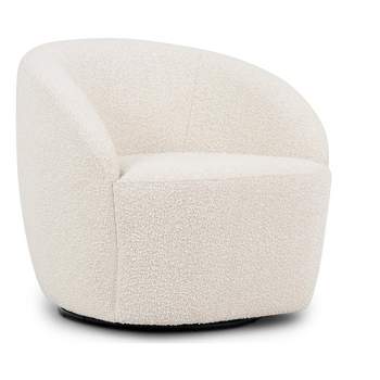 Poly & Bark Alma Swivel Lounge Chair in Crema White Boucle