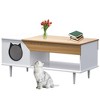 Hidden Cat Litter Box Enclosure Kitty Litter Box Furniture with Storage Drawer - 3 of 4