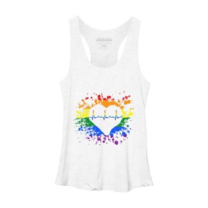 Adult Design By Humans Pride Heartbeat EKG Splatter By LegatoTendo Racerback Tank Top - 1 of 2
