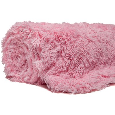 Pink Faux Fur Sherpa Fleece Reversible Throw Blanket