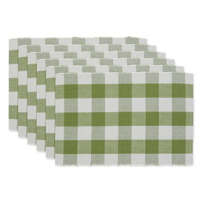 6pk Cotton Buffalo Check Placemats Green - Design Imports
