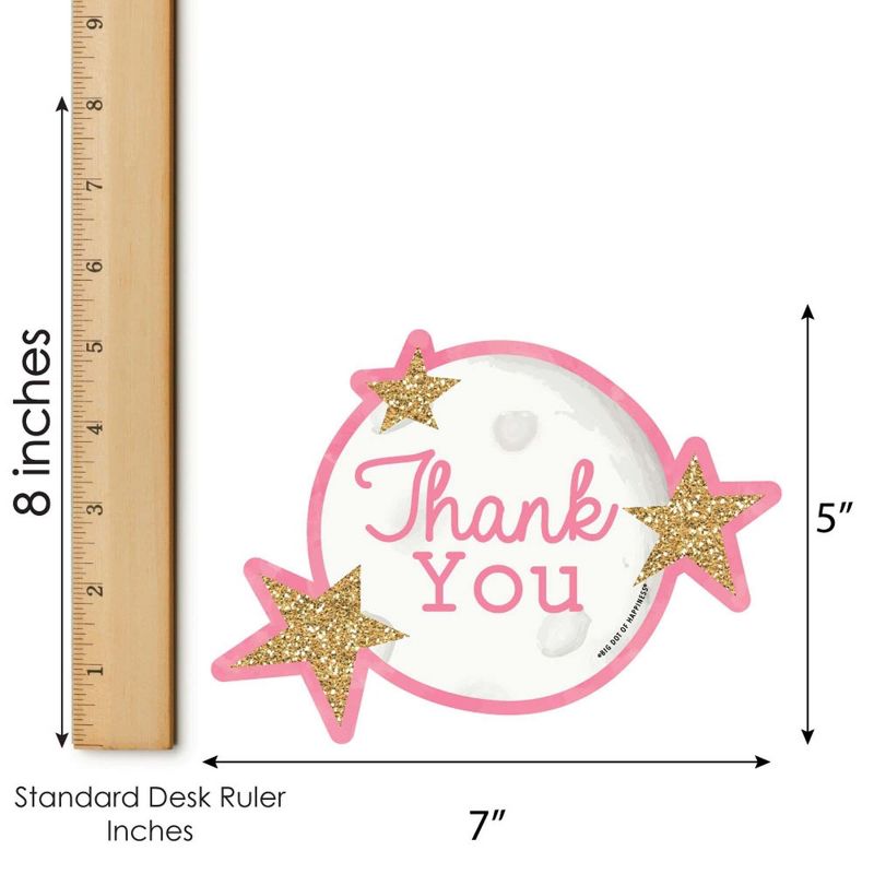 Big Dot of Happiness Pink Twinkle Twinkle Little Star - Shaped Thank You Cards - Baby Shower or Birthday Party Thank You Cards & Envelopes - Set of 12, 5 of 7