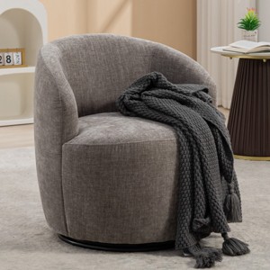 Chenille Swivel Accent Chair Barrel Accent Chair Armchair With Powder Coating Metal Ring-Tanpinhause - 1 of 4